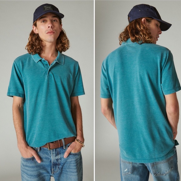 Lucky Brand Venice Burnout Polo, Harbor Blue NWT - Picture 1 of 5